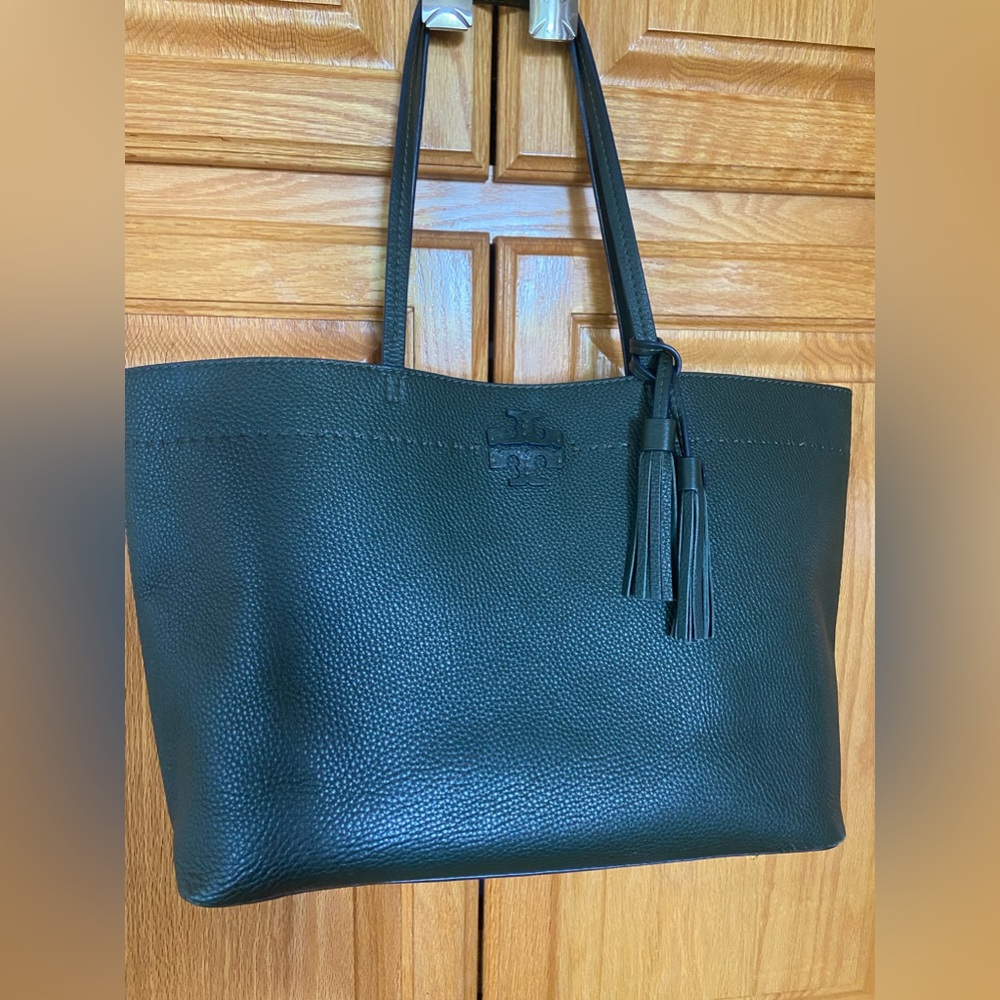 Tory Burch forest green leather tote